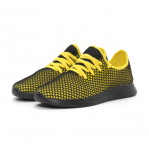 Adidași ultra ușori în negru și galben Mesh pentru bărbați - FASHIONMIX.RO Adidași ultra ușori în negru și galben Mesh pentru bărbați