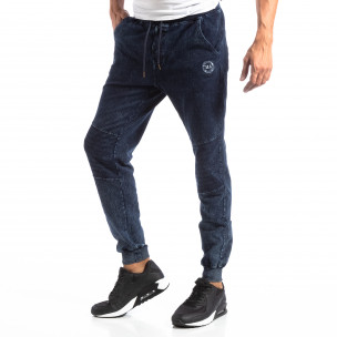 Biker Jogger pentru bărbați în culoare denim albastru - FASHIONMIX.RO Biker Jogger pentru bărbați în culoare denim albastru