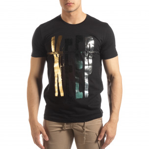 Tricou negru pentru bărbați cu imprimeu - FASHIONMIX.RO Tricou negru pentru bărbați cu imprimeu