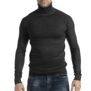 Pulover în melanj gri pentru bărbați din tricot fin cu guler rulat - FASHIONMIX.RO Pulover în melanj gri pentru bărbați din tricot fin cu guler rulat