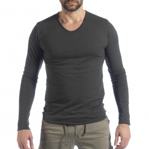 Bluză în gri grafit V-neck pentru bărbați - FASHIONMIX.RO Bluză în gri grafit V-neck pentru bărbați