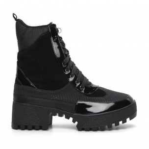 Botine de dama negre Chunky cu accente - FASHIONMIX.RO Botine de dama negre Chunky cu accente