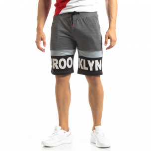 Bermude din tricot gri închis Brooklyn - FASHIONMIX.RO Bermude din tricot gri închis Brooklyn