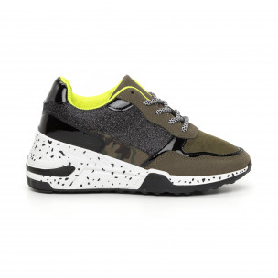 Pantofi sport de dama verzi cu accente Mix - FASHIONMIX.RO Pantofi sport de dama verzi cu accente Mix