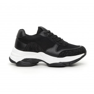 Pantofi sport de dama negri cu talpă voluminoasă - FASHIONMIX.RO Pantofi sport de dama negri cu talpă voluminoasă