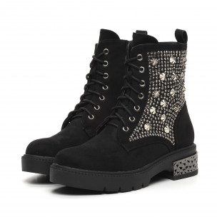 Botine de dama negre cu ținte - FASHIONMIX.RO Botine de dama negre cu ținte