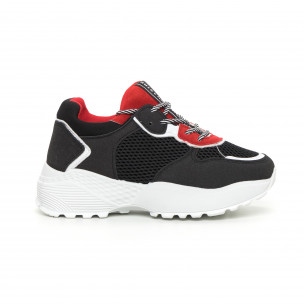Pantofi sport ușori pentru dama roșu și negru - FASHIONMIX.RO Pantofi sport ușori pentru dama roșu și negru