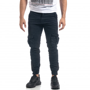 Cargo Jogger de bărbați albastru cu efect șifonat - FASHIONMIX.RO Cargo Jogger de bărbați albastru cu efect șifonat