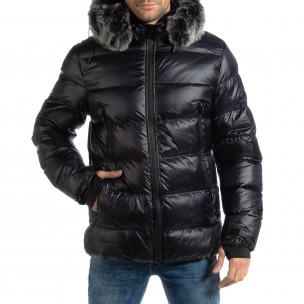 Geacă albastră din puf pentru bărbați - FASHIONMIX.RO Geacă albastră din puf pentru bărbați