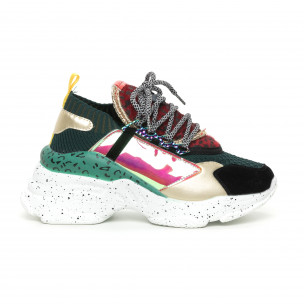 Pantofi sport Chunky de dama design Patchwork - FASHIONMIX.RO Pantofi sport Chunky de dama design Patchwork