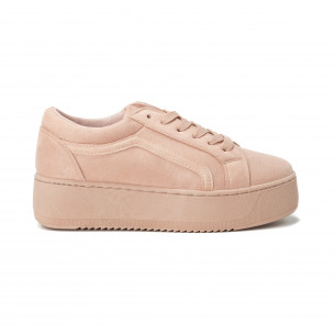 Teniși All pink pentru dama cu platforma - FASHIONMIX.RO Teniși All pink pentru dama cu platforma