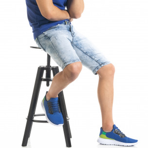 Blugi scurți bărbați Yes!Boy albaștri - FASHIONMIX.RO Blugi scurți bărbați Yes!Boy albaștri
