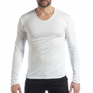 Bluză în alb V-neck pentru bărbați - FASHIONMIX.RO Bluză în alb V-neck pentru bărbați