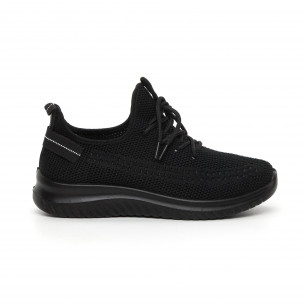 Adidași de bărbați din țesătură tehnică neagră - FASHIONMIX.RO Adidași de bărbați din țesătură tehnică neagră