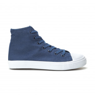 Teniși înalți de bărbați în culoarea denim cu talpă albă - FASHIONMIX.RO Teniși înalți de bărbați în culoarea denim cu talpă albă