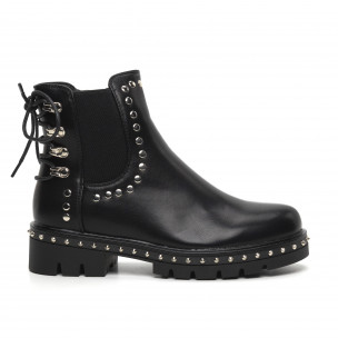 Botine de dama negre cu capse tip Chelsea - FASHIONMIX.RO Botine de dama negre cu capse tip Chelsea