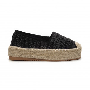 Espadrile de dama în culoarea neagră împletite - FASHIONMIX.RO Espadrile de dama în culoarea neagră împletite