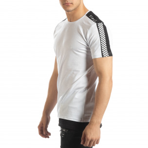 Tricou de bărbați alb cu margine neagră - FASHIONMIX.RO Tricou de bărbați alb cu margine neagră