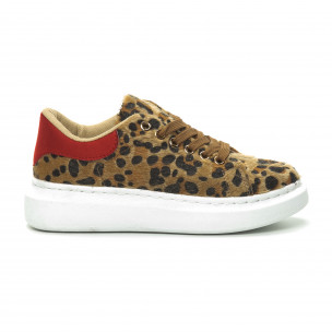 Teniși de dama leopard cu călcâi roșu - FASHIONMIX.RO Teniși de dama leopard cu călcâi roșu