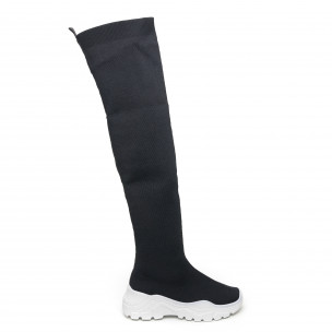 Cizme negre înalte de dama tip șosetă - FASHIONMIX.RO Cizme negre înalte de dama tip șosetă