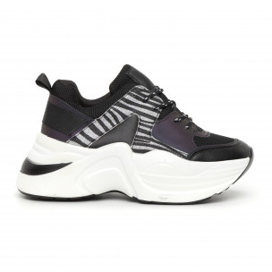 Pantofi sport voluminoși de dama negru și zebră - FASHIONMIX.RO Pantofi sport voluminoși de dama negru și zebră
