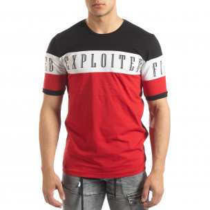 Tricou de bărbați în negru, alb și roșu - FASHIONMIX.RO Tricou de bărbați în negru, alb și roșu