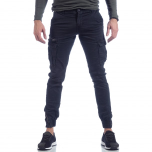 Pantaloni cargo albastru cu fermoar la glezna pentru bărbați - FASHIONMIX.RO Pantaloni cargo albastru cu fermoar la glezna pentru bărbați