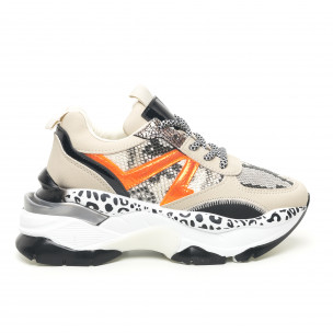 Pantofi sport de dama Chunky Snake în bej - FASHIONMIX.RO Pantofi sport de dama Chunky Snake în bej