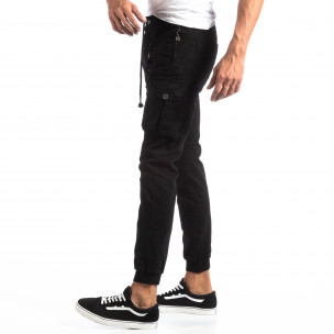 Cargo Jogger de bărbați negru cu șiret în talie - FASHIONMIX.RO Cargo Jogger de bărbați negru cu șiret în talie