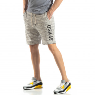 Pantaloni sport scurți de bărbați în melanj alb - FASHIONMIX.RO Pantaloni sport scurți de bărbați în melanj alb