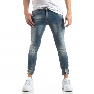 Blugi pentru bărbați efect șifonat cu rupturi - FASHIONMIX.RO Blugi pentru bărbați efect șifonat cu rupturi