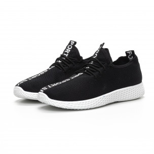 Pantofi sport din țesătură tehnică neagră pentru bărbați - FASHIONMIX.RO Pantofi sport din țesătură tehnică neagră pentru bărbați