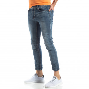 Blugi elastici albaștri de bărbați efect șifonat - FASHIONMIX.RO Blugi elastici albaștri de bărbați efect șifonat