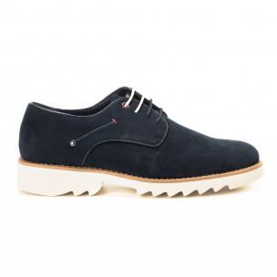 Pantofi casual din velur albastru pentru bărbați - FASHIONMIX.RO Pantofi casual din velur albastru pentru bărbați