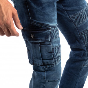 Blugi albaștri Cargo Jogger pentru bărbați - FASHIONMIX.RO Blugi albaștri Cargo Jogger pentru bărbați