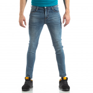 Blugi elastici albaștri slim fit pentru bărbați - FASHIONMIX.RO Blugi elastici albaștri slim fit pentru bărbați