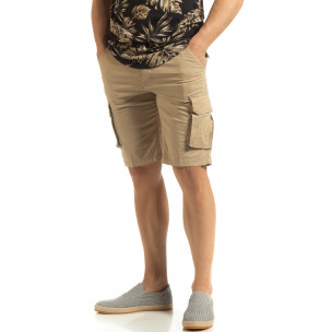 Bermude cargo bej pentru bărbați - FASHIONMIX.RO Bermude cargo bej pentru bărbați