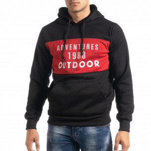 Hanorac de bărbați hoodie cu accent roșu - FASHIONMIX.RO Hanorac de bărbați hoodie cu accent roșu