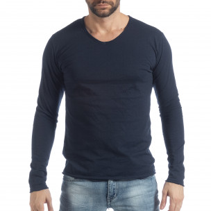 Bluză în albastru închis V-neck pentru bărbați - FASHIONMIX.RO Bluză în albastru închis V-neck pentru bărbați