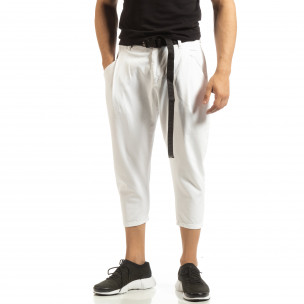 Pantaloni albi Cropped pentru bărbați - FASHIONMIX.RO Pantaloni albi Cropped pentru bărbați