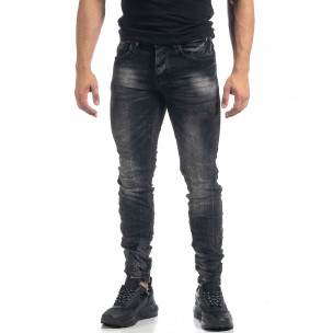 Blugi de bărbați negri Washed Slim fit - FASHIONMIX.RO Blugi de bărbați negri Washed Slim fit