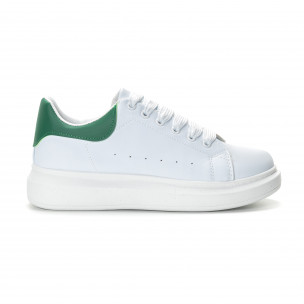 Teniși albi pentru bărbați cu călcâi verde - FASHIONMIX.RO Teniși albi pentru bărbați cu călcâi verde