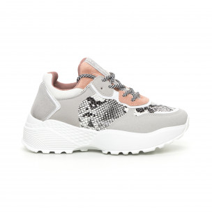 Pantofi sport ușori pentru dama gri și roz - FASHIONMIX.RO Pantofi sport ușori pentru dama gri și roz