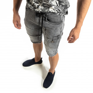Bermude Biker gri pentru bărbați - FASHIONMIX.RO Bermude Biker gri pentru bărbați