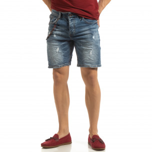 Bermude de blugi pentru bărbați cu rupturi și rozariu - FASHIONMIX.RO Bermude de blugi pentru bărbați cu rupturi și rozariu