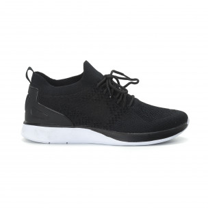 Adidași pentru bărbați din țesătură tehnică neagră - FASHIONMIX.RO Adidași pentru bărbați din țesătură tehnică neagră