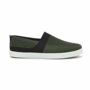 Teniși pentru bărbați din țesătură verde și neagră - FASHIONMIX.RO Teniși pentru bărbați din țesătură verde și neagră