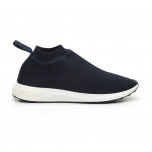 Adidași slip-on albaștri tip șosetă pentru bărbați - FASHIONMIX.RO Adidași slip-on albaștri tip șosetă pentru bărbați
