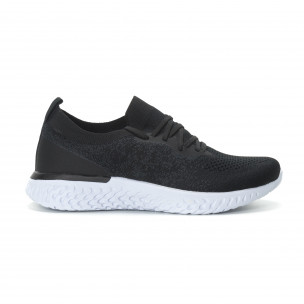 Adidași pentru bărbați din țesătură tehnică în melanj negru - FASHIONMIX.RO Adidași pentru bărbați din țesătură tehnică în melanj negru