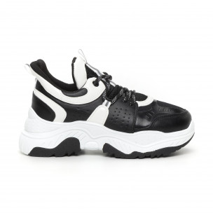 Pantofi sport de dama Chunky negru și alb - FASHIONMIX.RO Pantofi sport de dama Chunky negru și alb